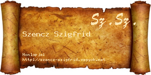 Szencz Szigfrid névjegykártya